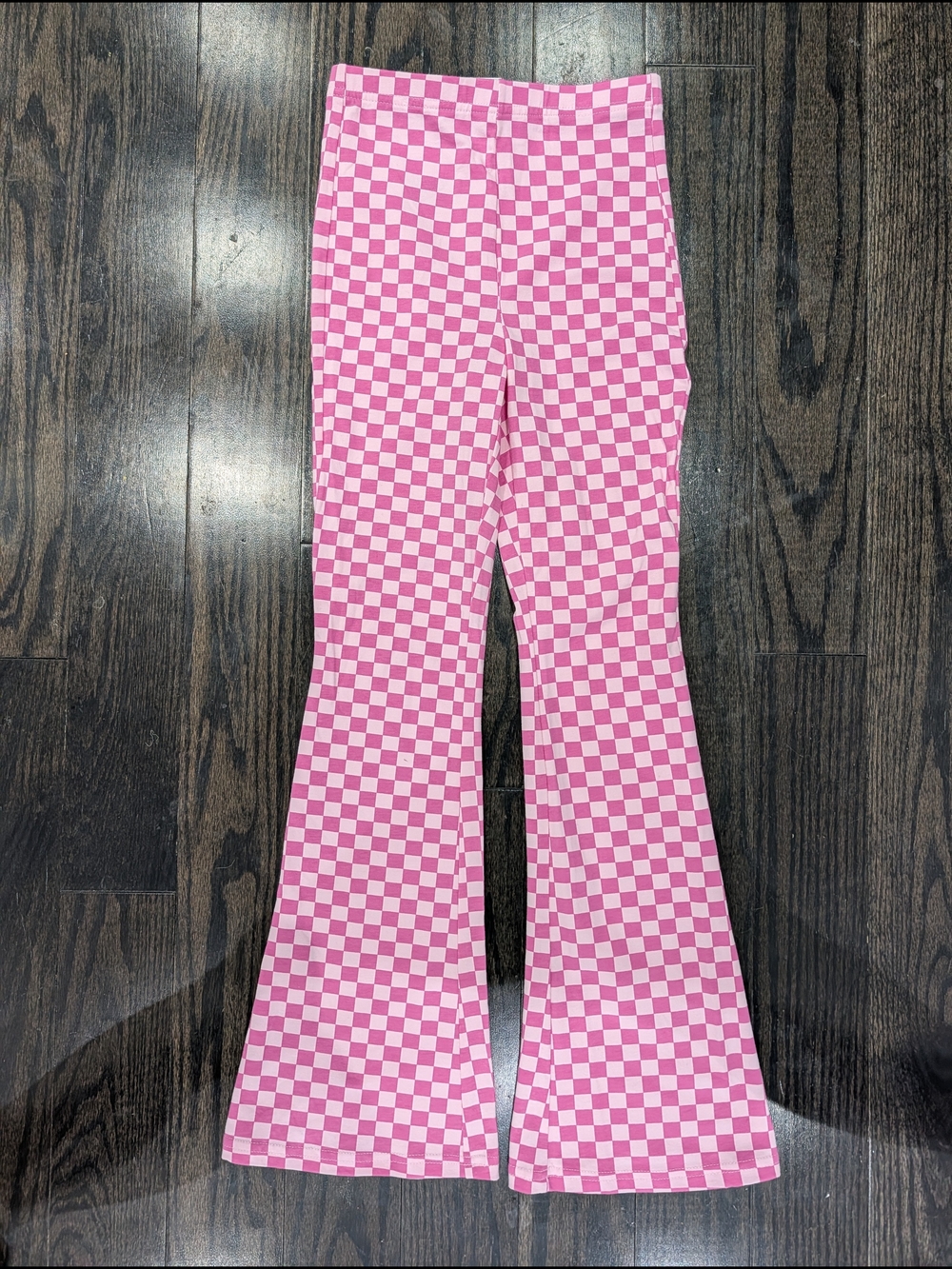2/$25 Old Navy Pink Checkered Flare Pants – Size L (10–12)